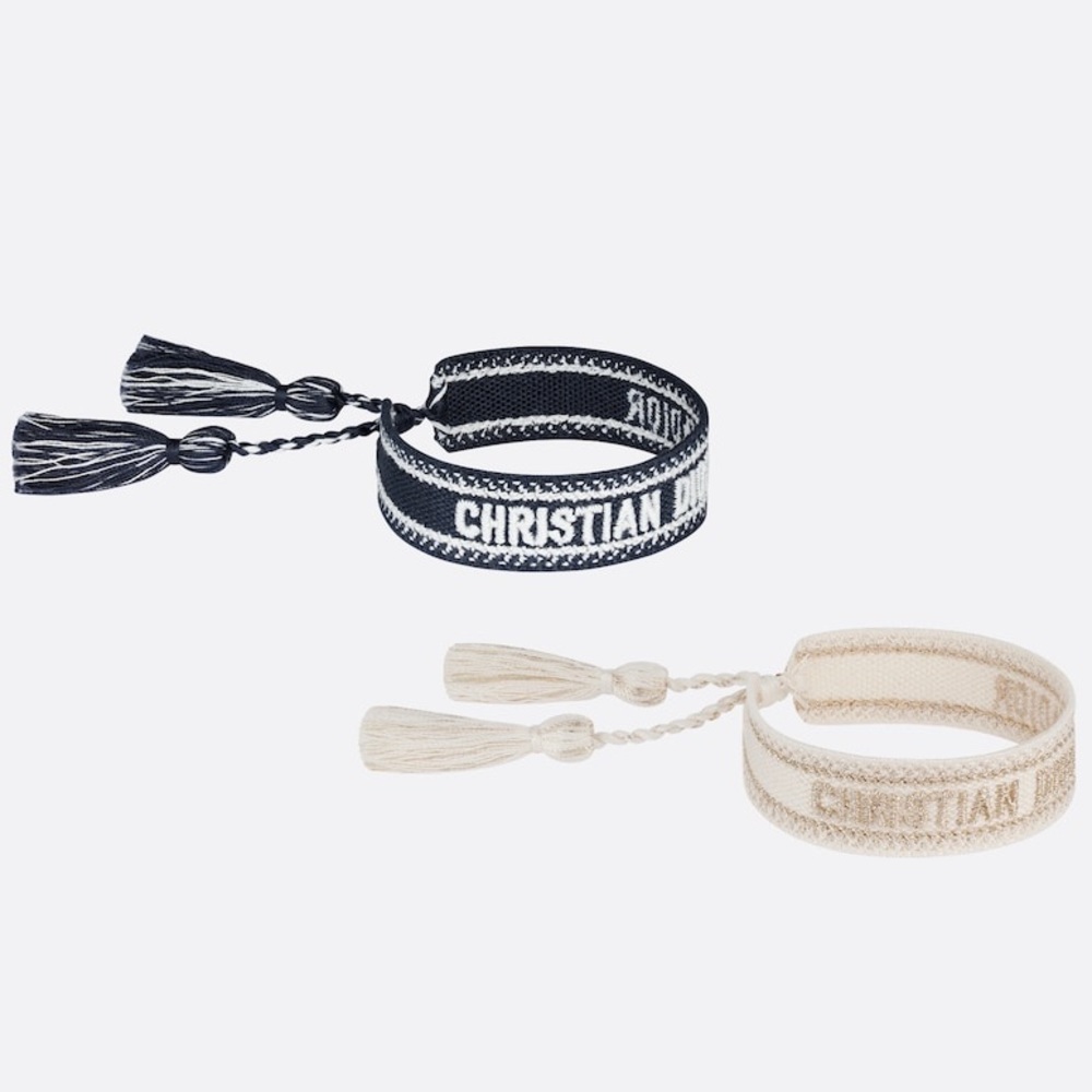 BNIB Dior J’Adior navy blue and white cotton bracelet set